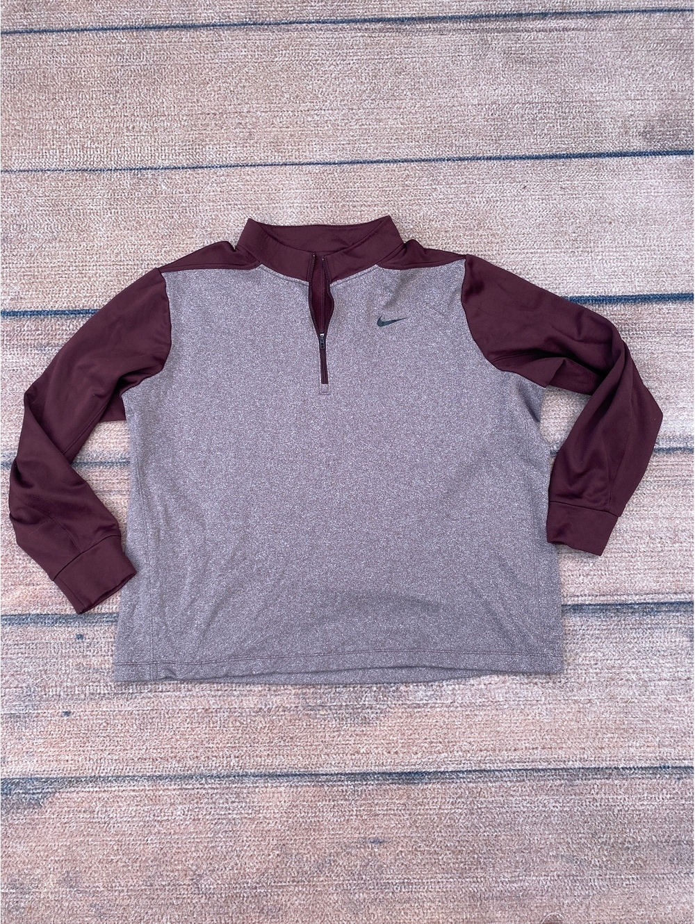 Nike Dri-Fit quarter zip fleece sweatshirt heathered burgundy 2XL